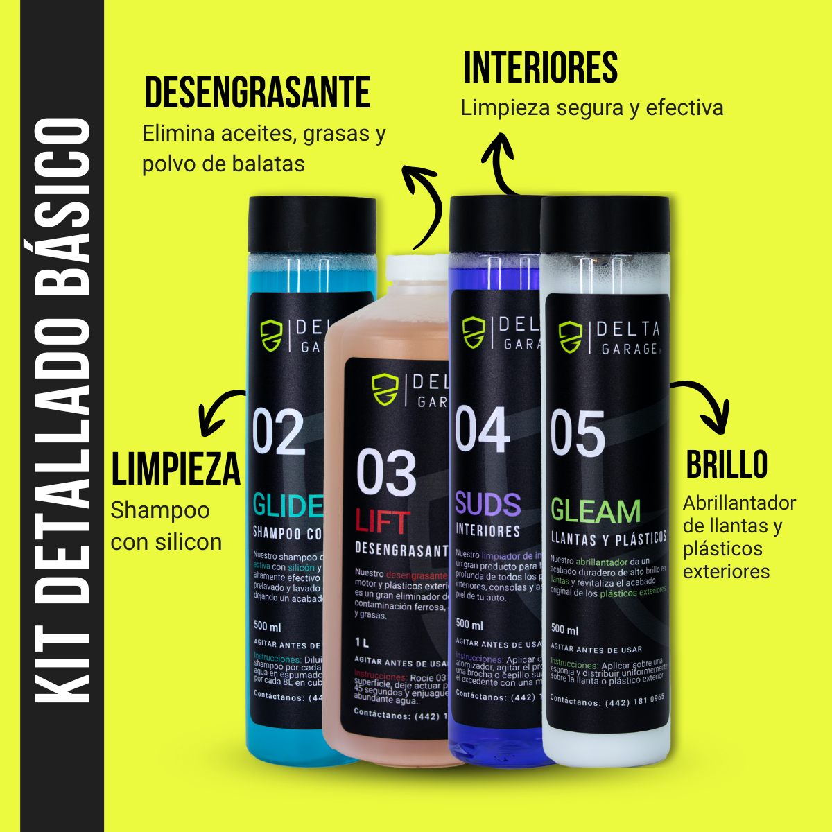 Kit Detallado Automotriz Básico - Shampoo con Silicón
