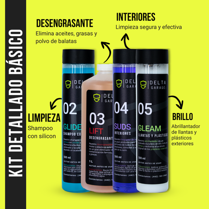 Kit Detallado Automotriz Básico - Shampoo con Silicón